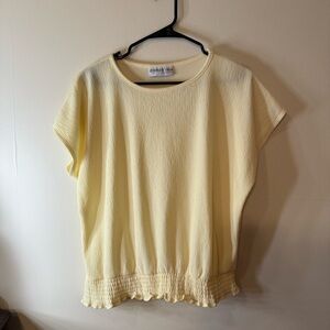 Yellow Boxy Ribbed T-Shirt with Fringe